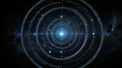 Aether: Celestial Architect - An intricate, glowing blueprint of the cosmos, etched in the aether, revealing the fundamental laws of the universe.