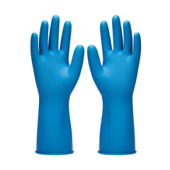 Fototapeta premium Pair of Blue Rubber Gloves with Textured Fingertips Upright.