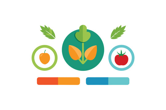 Eco Labeled Vegetables And Grains Icon Set On White