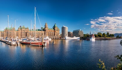 beautiful view of inner harbour of victoria bc canada