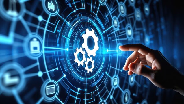 Digital gears interact with technology network, inspiring innovation