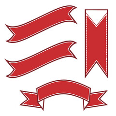 Collection of colorful vector ribbon banners and red award labels for design decoration