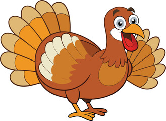 Joyful Turkey Displaying Vibrant Tail Feathers.