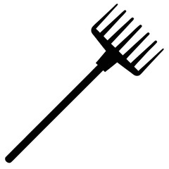 Naklejka premium Simple black silhouette of a garden rake with evenly spaced tines for outdoor work