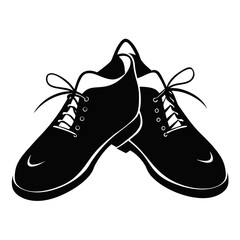 Clean black silhouette of a stylish pair of athletic shoes with visible laces perfect for sports or fashion designs