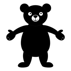 Naklejka premium Simple black silhouette of a friendly teddy bear with outstretched arms