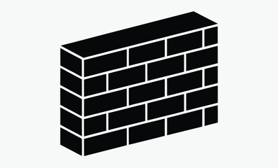 Brick wall silhouette, Brick Wall Silhouette in Black, Construction Pattern Illustration Vector Format 