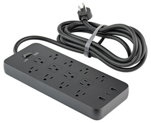 Power strip. Surge protector with 12 Outlets, USB and USB-C Ports type A class 5V 2.1A. Extension...