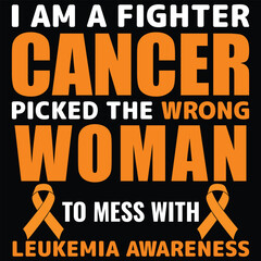 Leukemia Awareness T-Shirt Design—Orange Ribbon Quote for Cancer Fighters, Survivors, and Supporters.