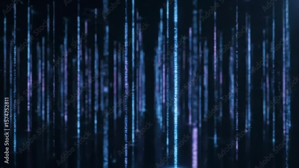 Poster abstract digital data streams background with blue and purple lines animation