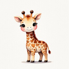 Cute baby giraffe with heart patterns in adorable pose perfect for children's room decor