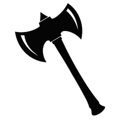 Striking black silhouette of a realistic axe perfect for design projects