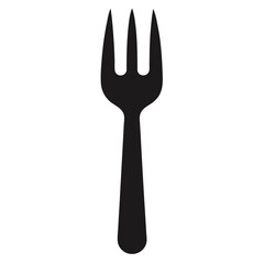 Clean black silhouette of a single fork with a realistic handle and tines