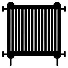 Clean black silhouette of a modern radiator isolated on a white background suitable for heating and home improvement themes
