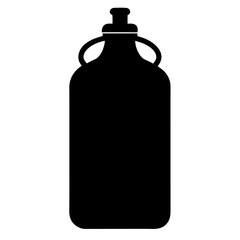 Clean black silhouette of a modern reusable water bottle for hydration and fitness