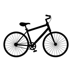 Clean black silhouette of a classic bicycle with realistic detailing on a white background