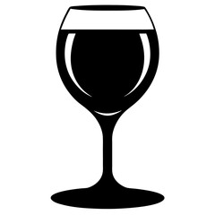 Elegant black silhouette of a realistic wine glass perfect for beverage and celebration designs
