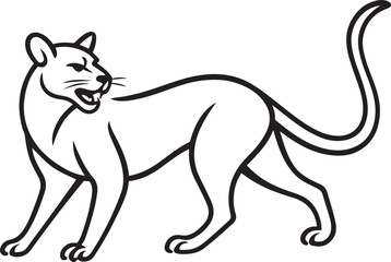 Panther line drawing wild design vector, Fierce predator illustration in bold sketch