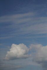 Reiner blauer und weißer Wolken Himmel mit Licht und Stimmung