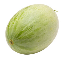 A single fresh and juicy honeydew melon, a sweet summer fruit, isolated on a transparent background png