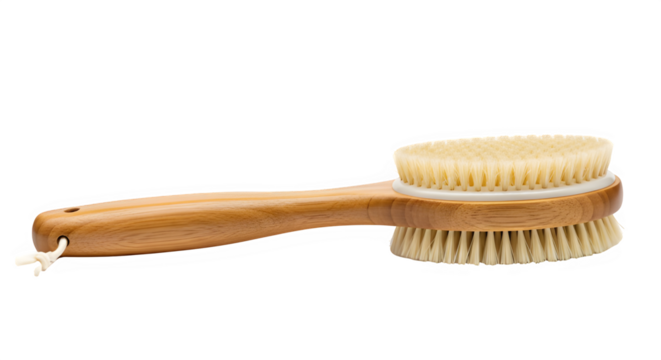 Wooden bath brush with double heads for gentle exfoliation  isolate white background
