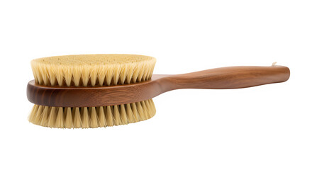 Wooden brush with soft bristles for grooming pets or cleaning  isolate