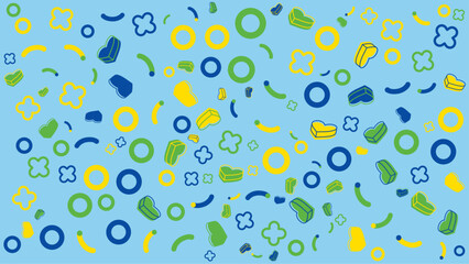 Blue background with colorful shapes. Vector for abstract background, presentation, website, and creative poster.