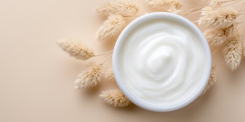 Inviting bowl of yories with herbal ingredients captured in a soft focus style with pastel tones showcasing natural wellness and care