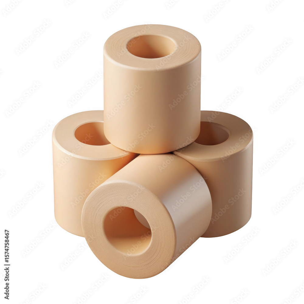 Poster 3d beige cylinders stacked on transparent background isolated on transparent background