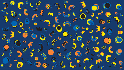 Blue background with colorful abstract shapes. Vector for abstract background, presentation, website, and creative poster.