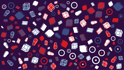 Abstract red white and blue shapes falling. Vector for abstract background, presentation, website, and creative poster.