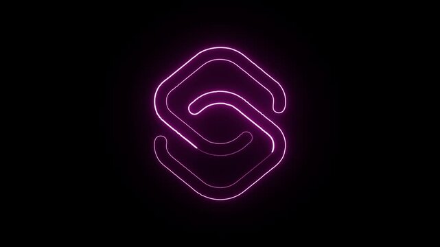 Glowing neon line shortcut script app icon animation. Shortcut app icon animation HD video isolated on black background.

