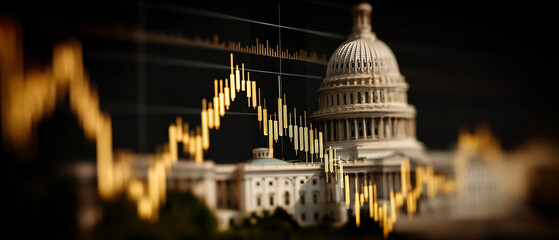 Stock market graph overlaying the united states capitol building in washington dc