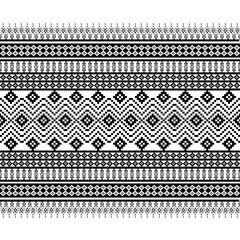 Geometric Black and White Woven Textile Motif
