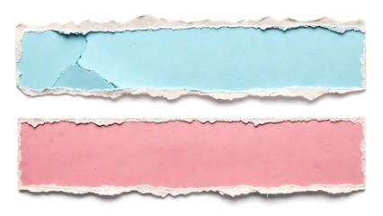 Two colorful ripped paper strips on white background, perfect for banners