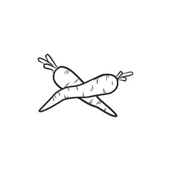 Simple Hand-Drawn Carrot Vegetable with Green Top Illustration