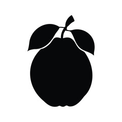 Silhouette of an Apple with Leaves on a White Background Illustration