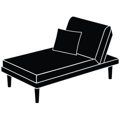 therapy couch with pillow on white background