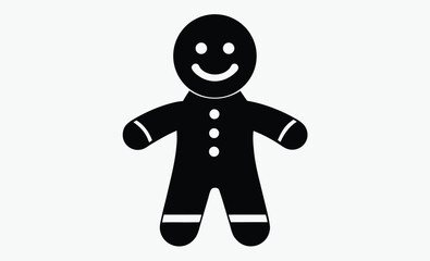 Gingerbread man silhouette, Gingerbread Man Cookie Silhouette, Black Vector for Holiday 