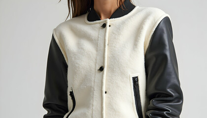 Woman Wearing a Stylish Two Tone Jacket for Fashion and Everyday Wear