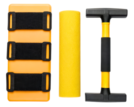 Car window tinting and vinyl wrap application tool kit on a transparent background