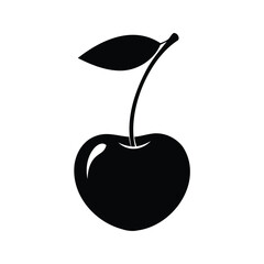 Simple minimalist vector illustration of a ripe juicy black cherry fruit