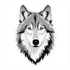 Stylized Wolf Head Grayscale Illustration