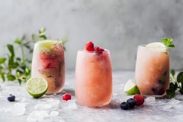 Refreshing Frozen Cocktails with Berries and Mint