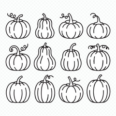 detailed pumpkin sketches vector set for harvest party invitations and designs