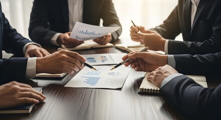 Business Team Meeting Collaborative Strategy Session and Data Analysis