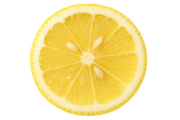 Vibrant lemon slice highlighting citrusy pulp, translucent seeds, and intricate inner segments against clean backdrop