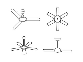 Electric Fan line icon, Outline vector symbol illustration. Fan icons set in black. Ceiling fan icon set