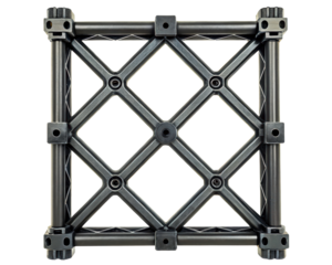 Square industrial metal truss section for modular construction on a transparent background