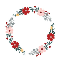 Pink and Red Rustic Wildflower Bouquet Clipart for Wedding & Greeting Card Decorations